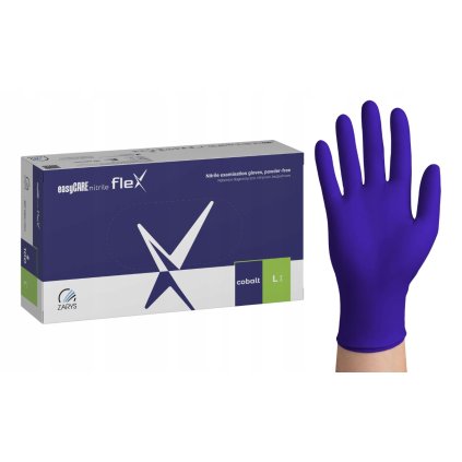 Rukavice easyCARE flex nitrilove bezpudrove nesterilni kobaltove R L