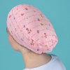 long hair printed surgical cap pink letter