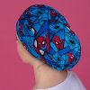 long hair surgical cap blue spiderman