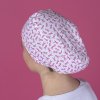 long hair surgical cap pink bow breast cancer
