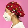 long hair surgical cap with buttons garnet hogwarts