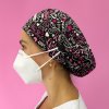 long hair surgical cap with buttons girls fight