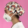 long hair surgical cap with buttons kahlo light ed