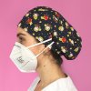 long hair surgical cap with buttons marvel captain