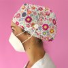 long hair surgical cap with buttons spring