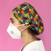 long hair surgical cap with buttons trencadis