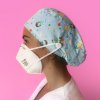 long hair surgical cap with buttons aqua healthcare