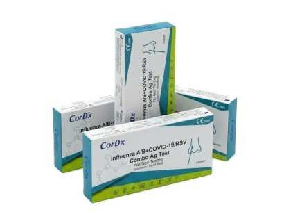 Karton 100ks - CorDx - 4v1 Antigenní výtěrový test – RSV, Chřipka A+B a COVID-19
