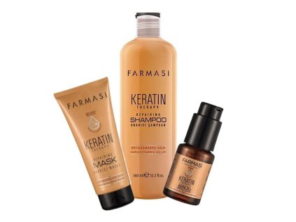 3v1 - Sada - Keratinový šampon 360ml + Maska na vlasy 200ml + olej 30ml