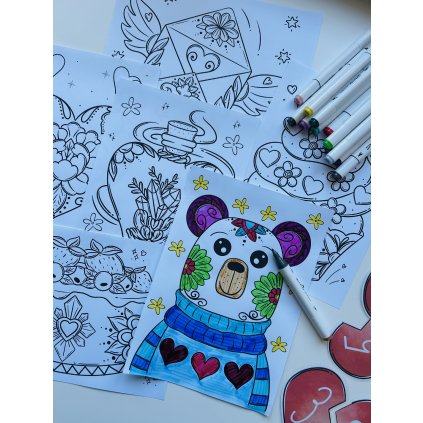 Valentýn - omalovánky a srdíčka