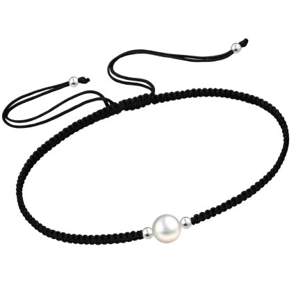 1363 naramek s ricni perlou cerny nastavitelny
