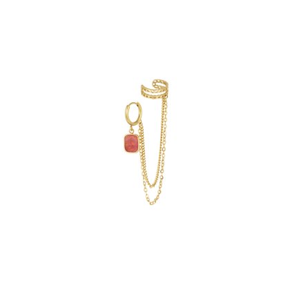 Nápaditá ozdoba - ear cuff z chirurgické ušlechtilé oceli s pravým broušeným kamínkem ve růžové barvě barvě.