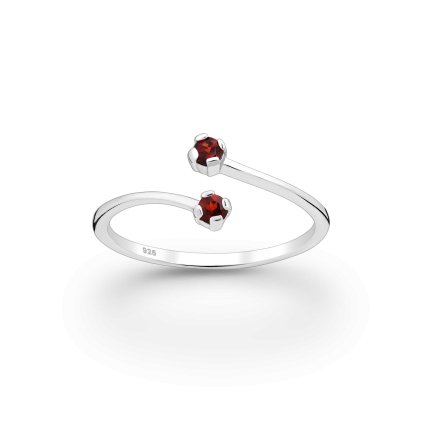 2022 granat uni stribrny nastavitelny prsten rhodiovany
