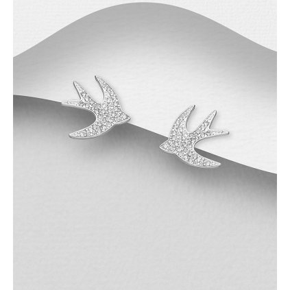 Wholesale Sterling Silver Bird Push Back Earrings Decorated 202071
