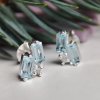 LaPreciada kolekce Minimalistické náušničky Nebeský topaz a zirkony