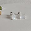 MOONSTONE SQUARE stříbrné náušnice s přírodním měsíčním kamenem