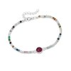 Jedinečný multicolor minerální celostříbrný náramek Rubín