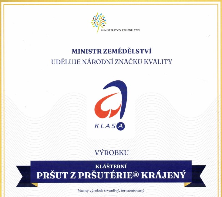 BOHEMIA a KLÁŠTERNÍ pršut od Chovanečka získaly ocenění KLASA