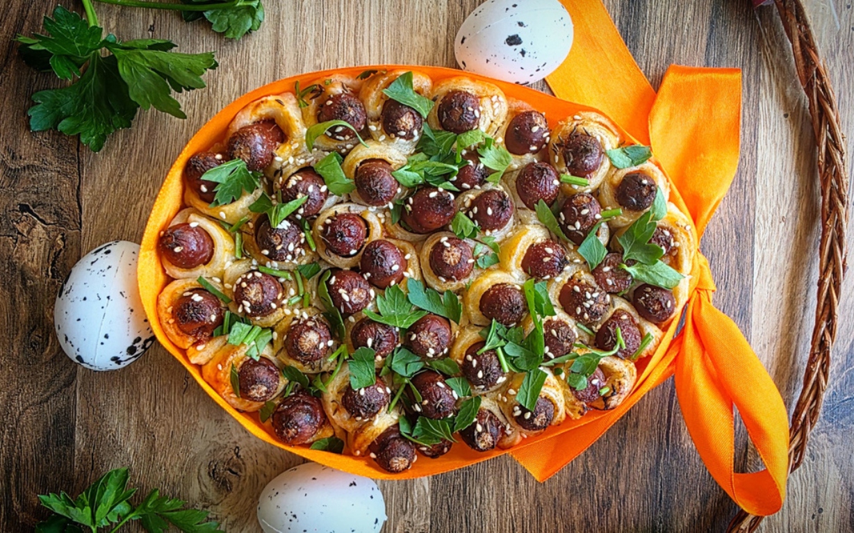 Snacky v listovém těstě ve tvaru velikonočního vajíčka