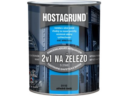 Hostagrund 2v1 S2160 základní i vrchní barva na kov, 0110 středně šedá, 600 ml