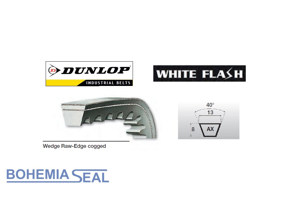 V belt AX 66 AX 13 x 1676 Li 1706 Lw Dunlop White Flash