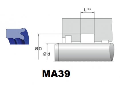 Manžeta pístnicová 90 x 100 x 12 MA39 AU95, Dichtomatik