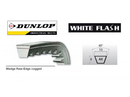 Klínový řemen (AX 89) AX 13 x 2261 Li, 2291 Lw, Dunlop White Flash