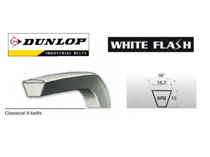 Klínový řemen SPB 16,3 x 1310 Lw, 1332 La, Dunlop White Flash