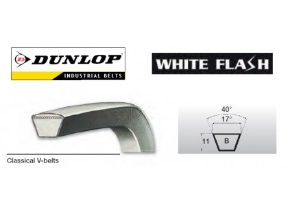 V-belt (B 40 1/2) B 17 x 1030 Li, 1070 Lw, Dunlop White Flash