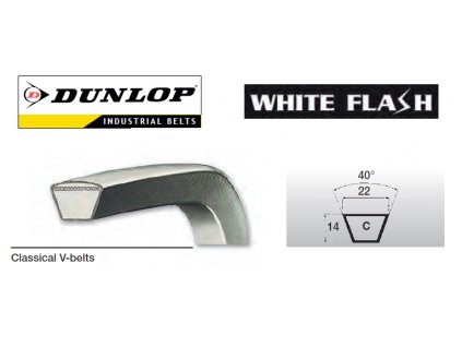 Klínový řemen (C 86 1/2) C 22 x 2200 Li, 2258 Lw, Dunlop White Flash