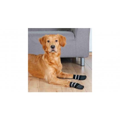 Protiskluzové ponožky černé, 2 ks pro psy bavlna/lycra (hodnota L-XL)