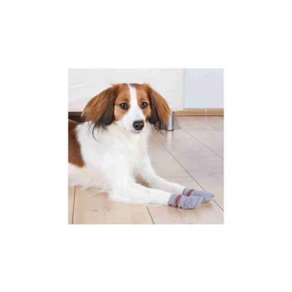 Protiskluzové šedé ponožky, 2 ks pro psy (hodnota XL)