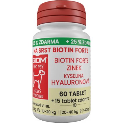 Giom S pes Na srst Biotin FORTE 60 tbl+25% zdarma