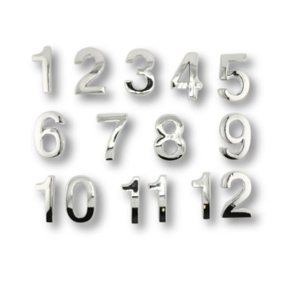 Silver self-adhesive numbers 50 mm