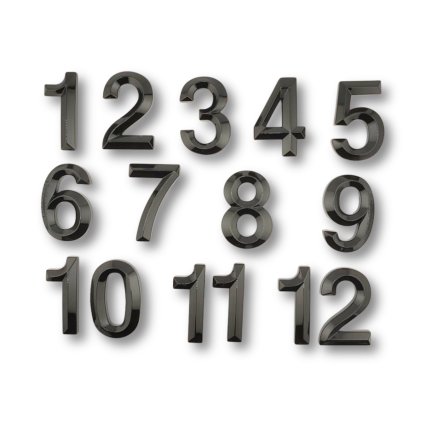 Black 70 mm profiled self-adhesive numbers