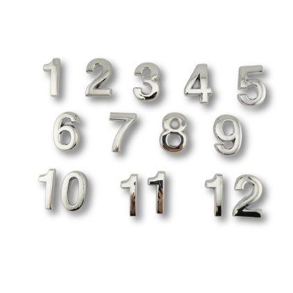 Silver self-adhesive smooth numbers 35 mm
