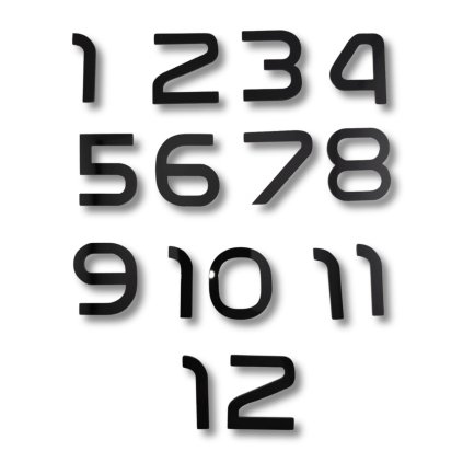 numbers - plastic - mirrored - black - self-adhesive 40mm