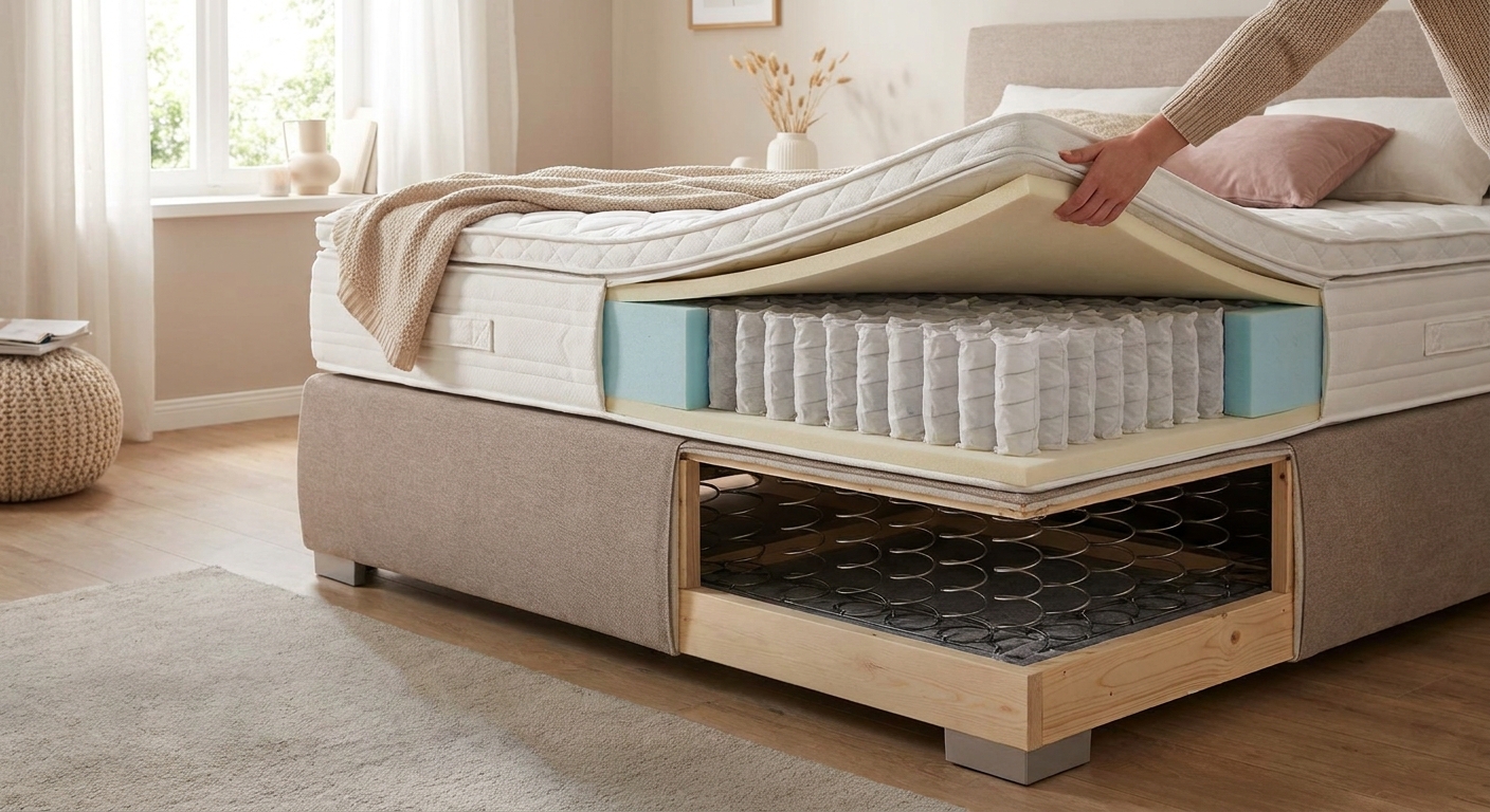 Anatomia łóżka kontynentalnego (boxspring): co naprawdę kryje się pod tapicerką?