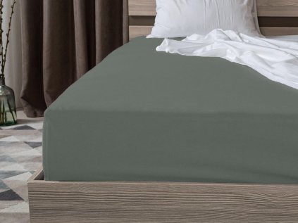Prześcieradło jersey ciemnozielone 180 x 200 cm