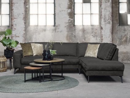 Tmavě šedá rohová sedací souprava MICA (Wersja sofy Lewy róg)