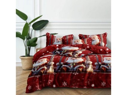 Vánoční povlečení SANTA ON A SWING s motivem Santy na houpačce