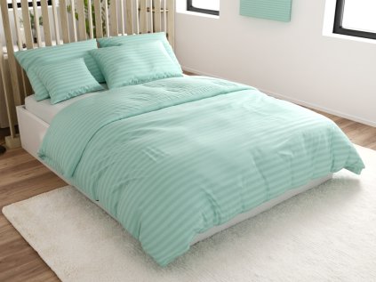 Hotelové povlečení JASMINE mentolové – proužek 2 cm, mikrovlákno
