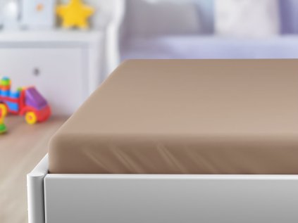 Prześcieradło jersey do dziecięcego łóżeczka EXCLUSIVE 70x140 cm jasnobrązowe