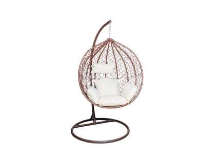 Brązowe wiszące krzesło KOKON  Ze Stojakiem