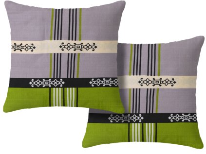 Zelené povlaky DANIELA 45x45 cm – sada 2 ks s ornamentem