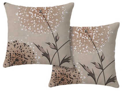 Béžové povlaky PAMPELINO 45x45 cm s pampeliškou – sada 2 ks