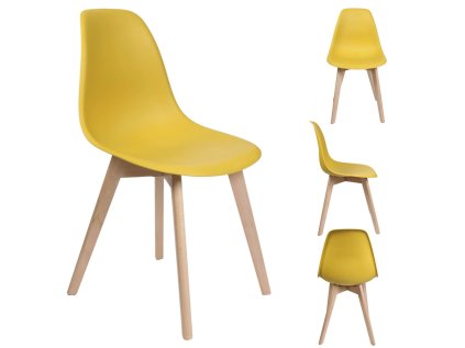 Designová hořčicová židle SITELLO s bukovými nohami – styl a pohodlí