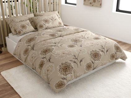 Elegantní krepové povlečení PAMPELINO béžové s pampeliškami