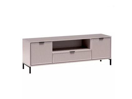 Elegantní RTV stolek LINKaSTYLE LS4 CASHMERE béžový s dvěma skříňkami a zásuvkou