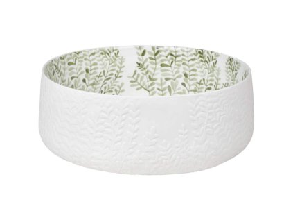 Bílá porcelánová mísa ÚPONKY s jemným rostlinným motivem